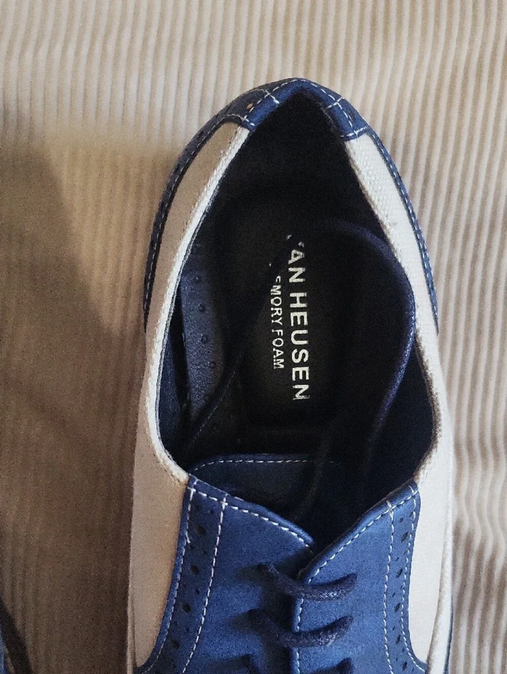 Van Heusen Two-Tone Navy and White Wingtip Oxfords